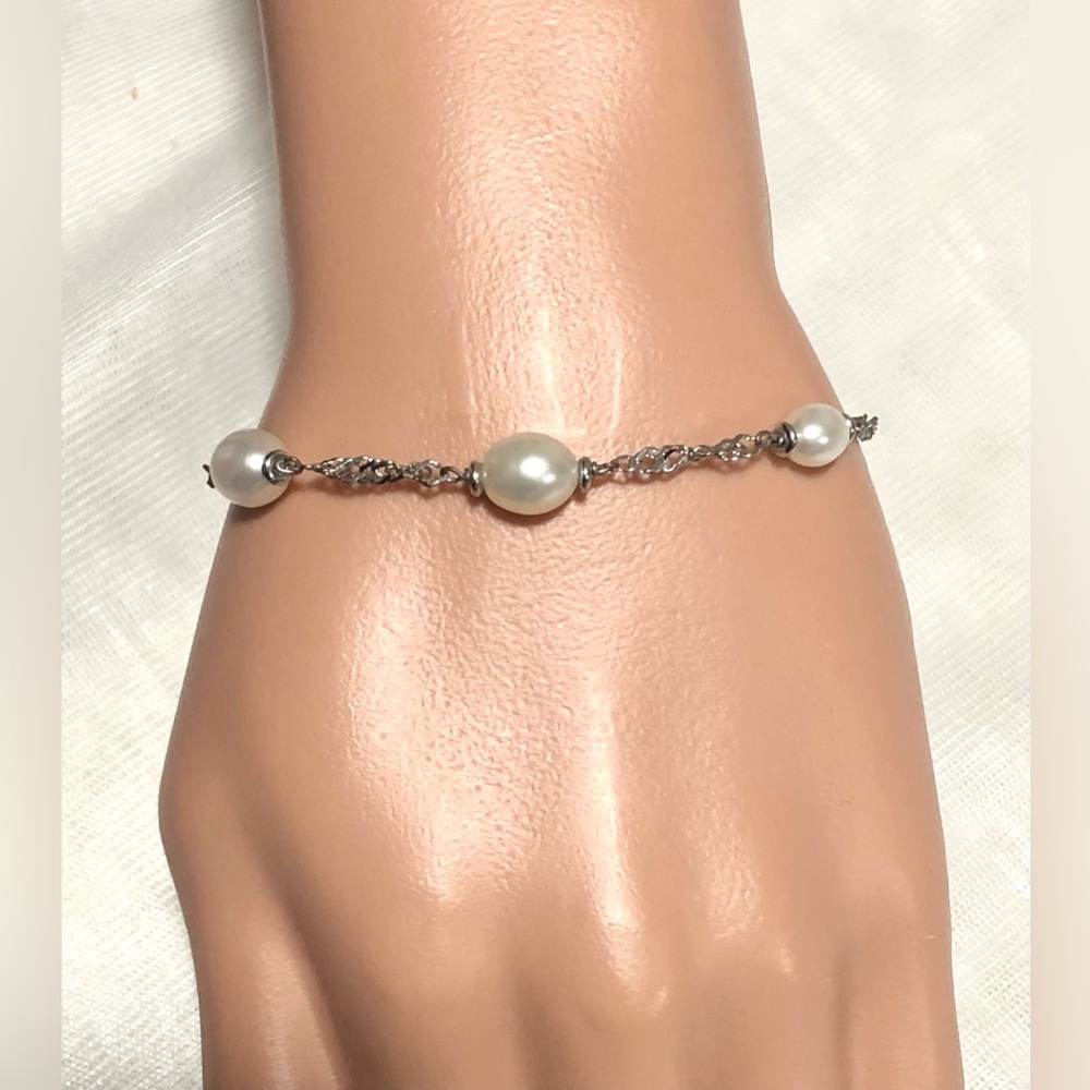 Honora Silver Chain with White Pearls Bracelet
